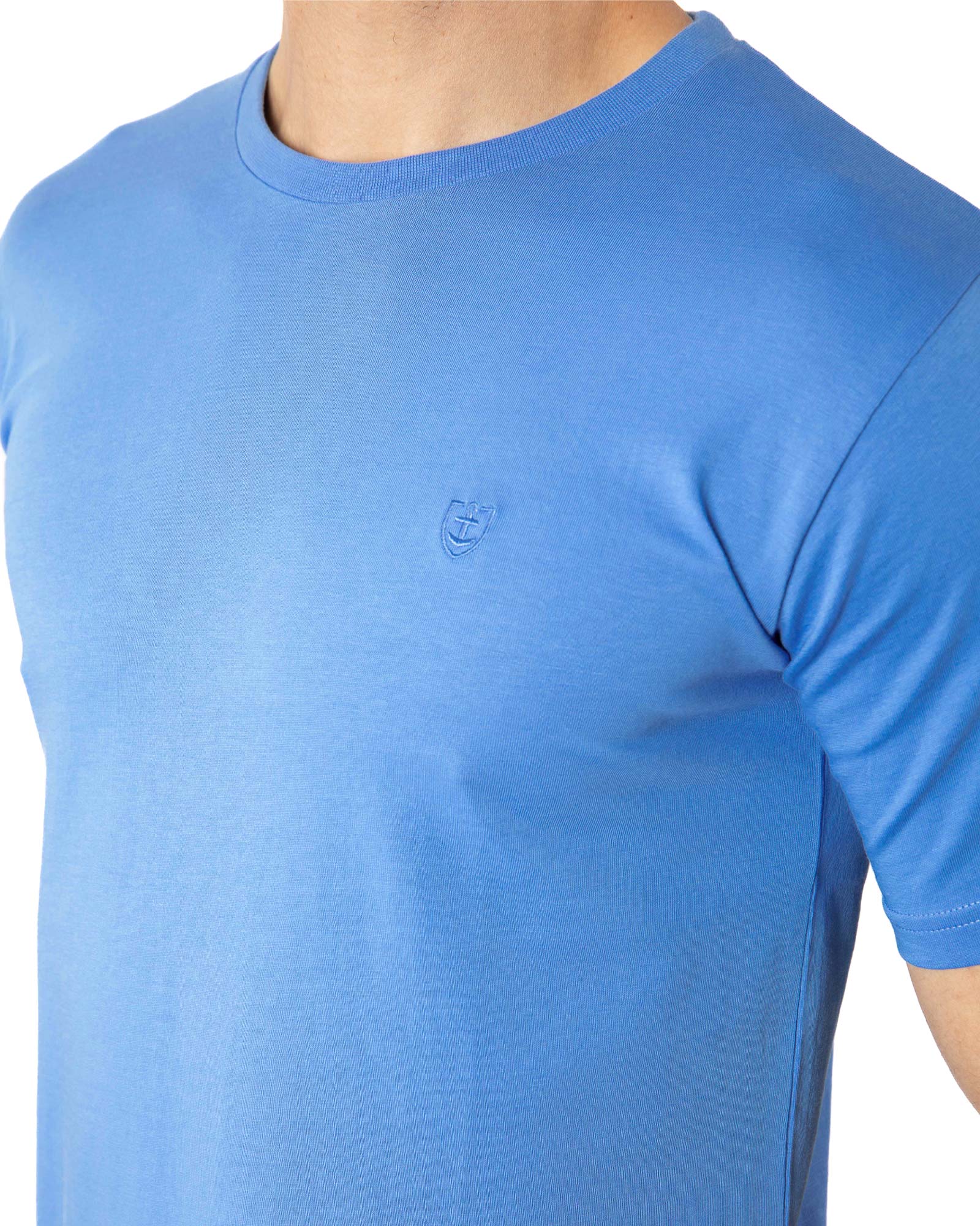 T-shirt en Jersey de Pur Coton Peigné BLEU MER 6083 – Image 3