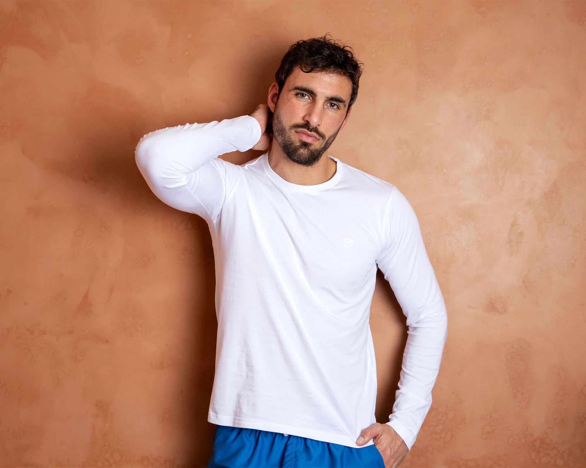 T-shirt en Jersey de Pur Coton Peigné Blanc 6089